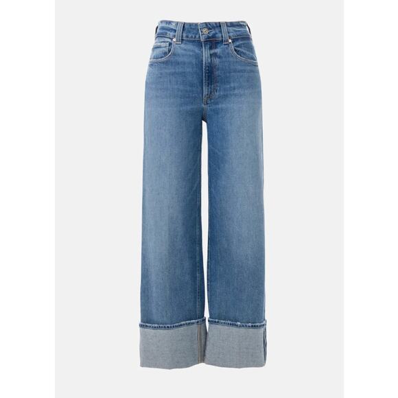 Paige Cuff Wide Leg Jeans Denim SIZE 31 Sasha Baggy Boyfriend High Rise $259 - Picture 10 of 14